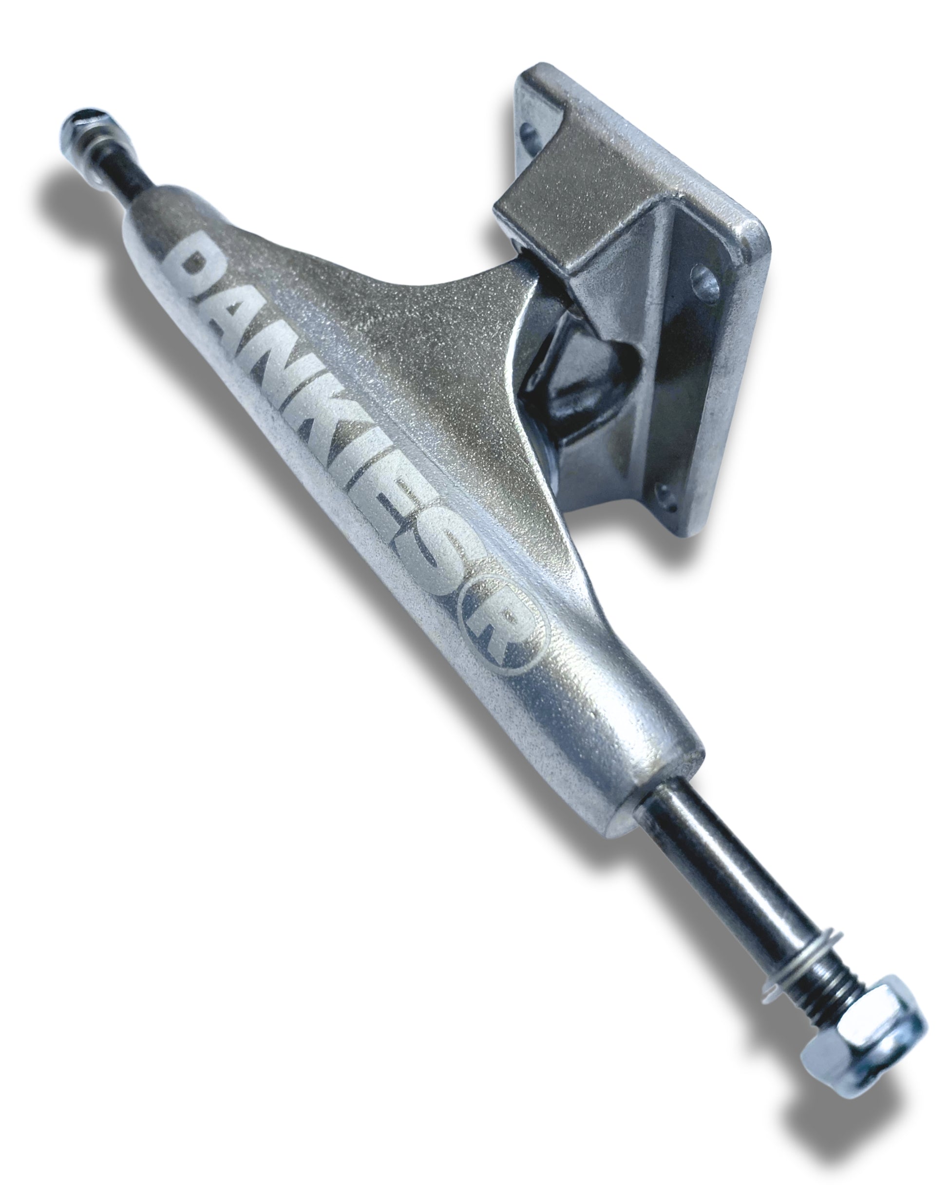 DANKIES ENGRAVED SKATEBOARD TRUCKS with Dankies engraved on the truck